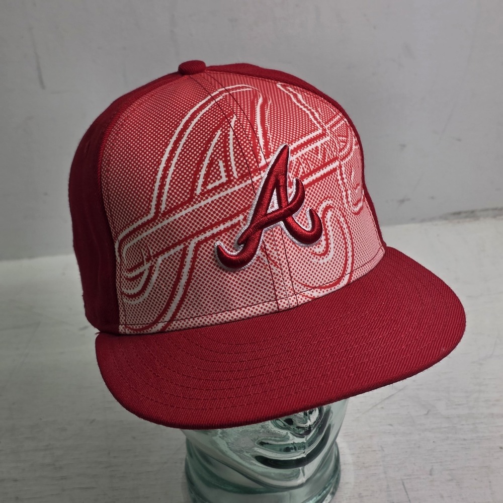 New Era 59Fifty Atlanta Braves MLB Fitted Hat 7 3/8 Red Sublimated Tomahawk NWOT